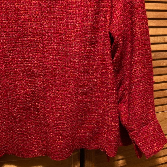 Coldwater Creek Red Waterfall Boucle Draped Collar Jacket - Picture 15 of 16